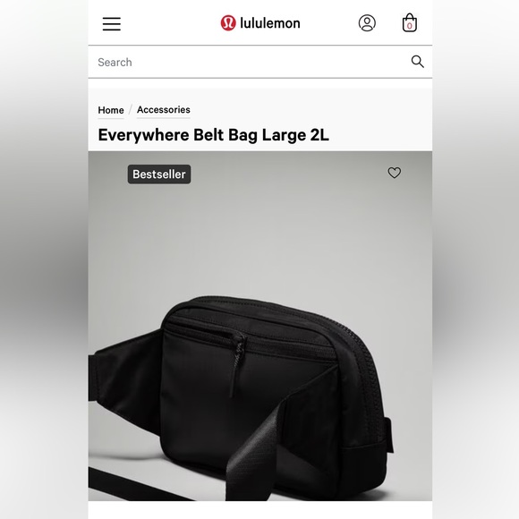 Lululemon | Solid Black Everywhere Belt Bag Large 2L Crossbody - Picture 4 of 11